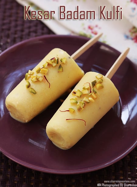 Kesar Badam Kulfi Recipe - Sharmis Passions