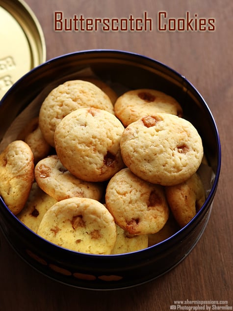 Eggless Butterscotch Cookies Recipe