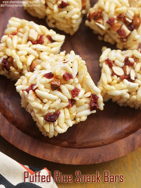 Puffed Rice Bar | Puffed Rice Snack Bar Recipe - Sharmis Passions