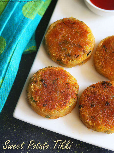 Sweet Potato Tikki Recipe - Sharmis Passions