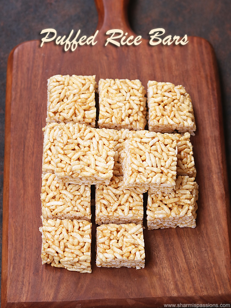 Peanut Butter Puffed Rice Bars Recipe - Sharmis Passions