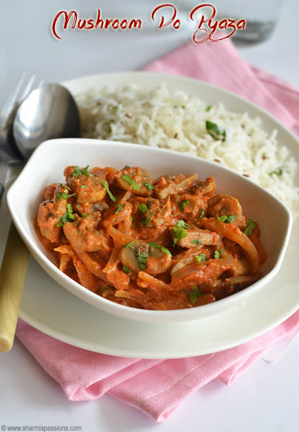 mushroom do pyaza with jeera rice