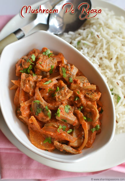 mushroom do pyaza with jeera rice