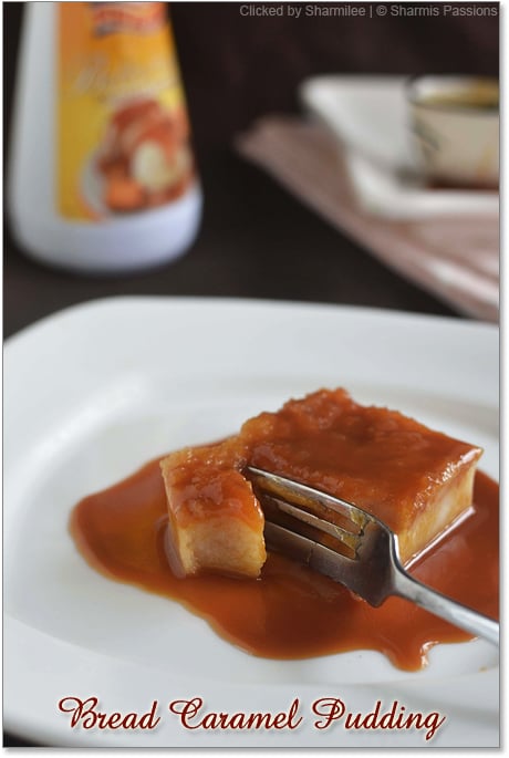 Eggless Caramel Bread Pudding Recipe