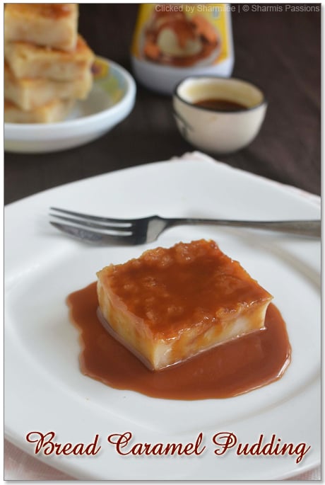 Eggless Caramel Bread Pudding Recipe