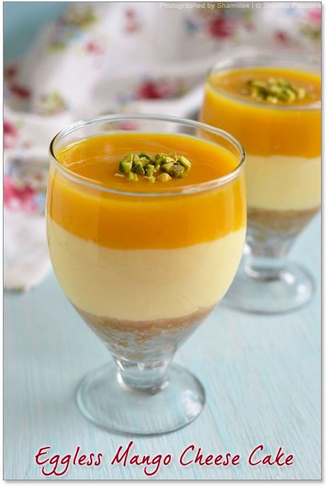 Eggless No Bake Mango Cheesecake Recipe