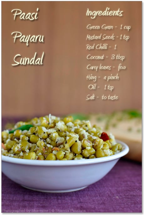 Pachai Payaru Sundal Recipe | Green Gram Sundal Recipe - Sharmis Passions