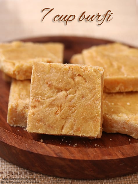 Almond coconut burfi (7 cup cake without besan) — Prasha in Kitchen