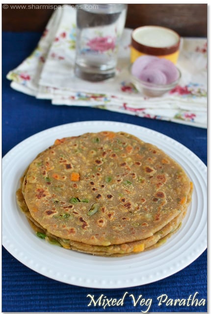 Mixed Veg Paratha Recipe - Sharmis Passions