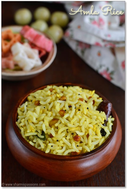 amla rice served with papad