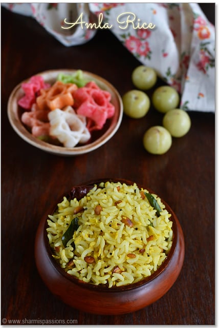 amla rice served with papad