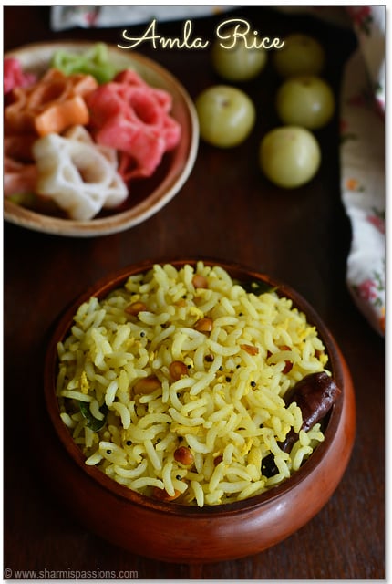 amla rice served with papad