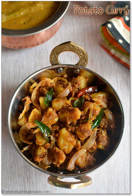 Potato Curry Recipe (Potato Fry) - Chettinad Style - Sharmis Passions