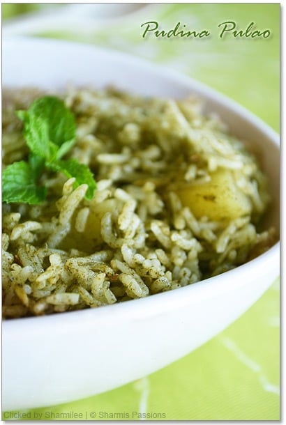 Pudina Pulao | Mint Pulao - Sharmis Passions