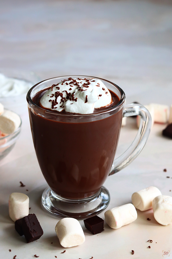 hot chocolate served in a mug