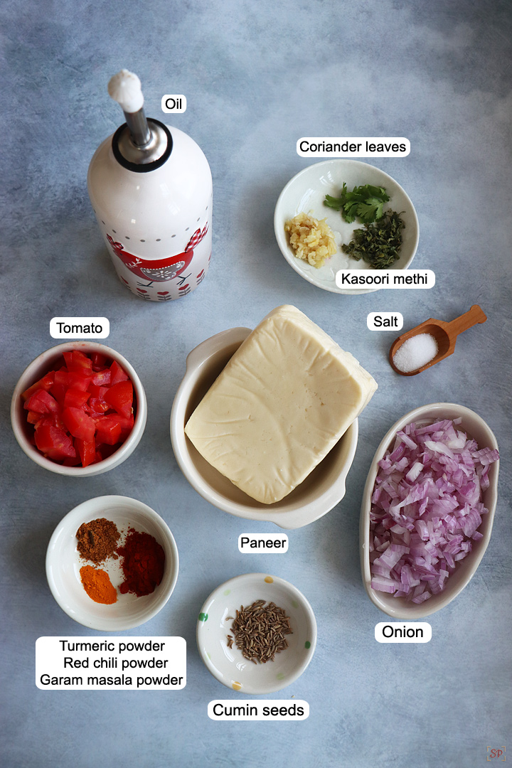 ingredients needed to make paneer bhurji