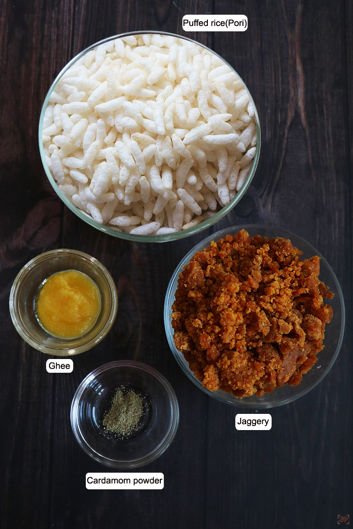 ingredients needed to make pori urundai