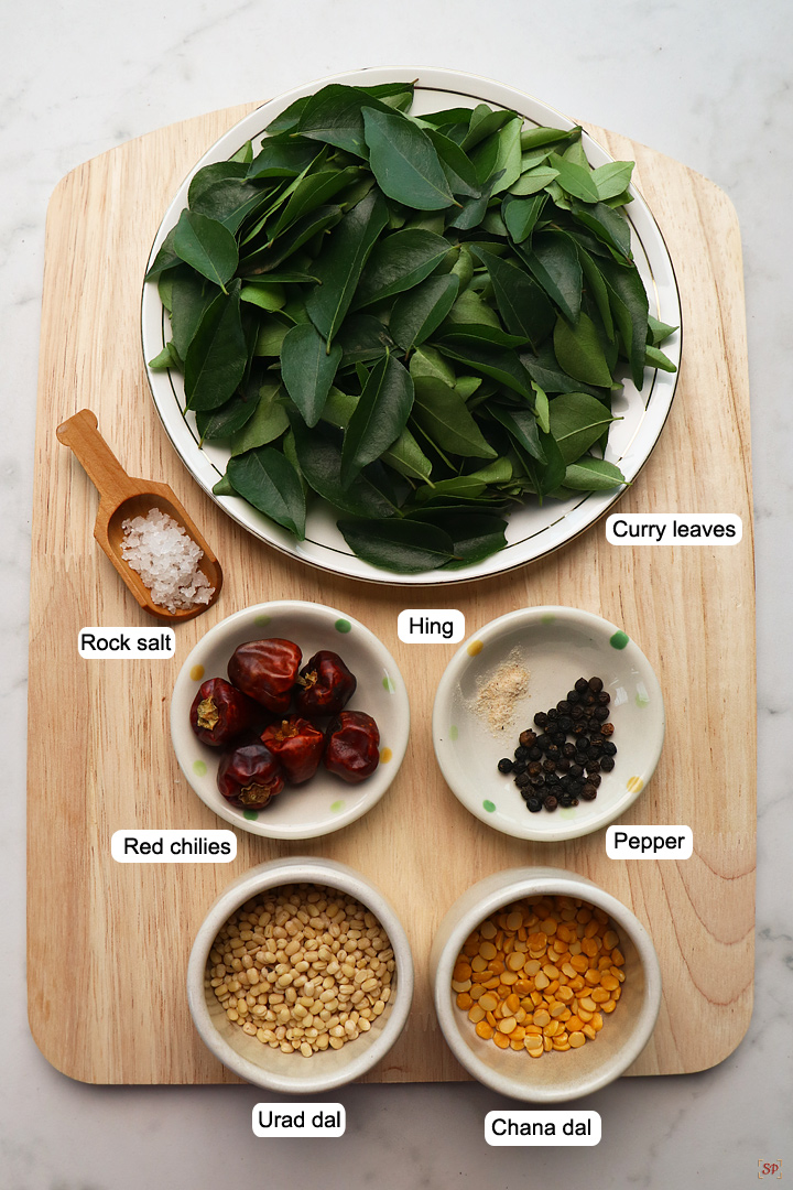 ingredients needed to make curry leaves powder