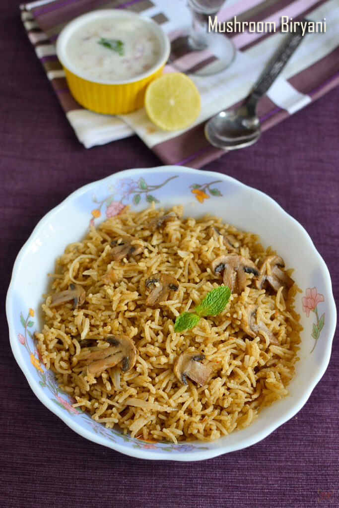 Mushroom Biryani Recipe- Sharmis Passions