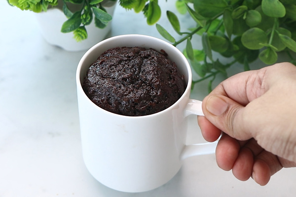 chocolate mug cake is ready