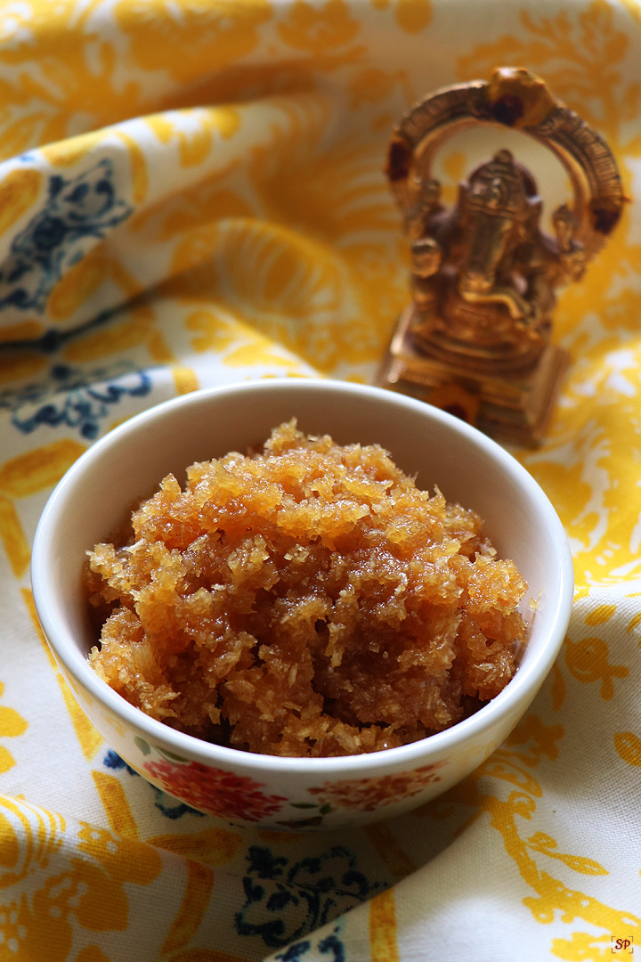 coconut jaggery filling in a bowl