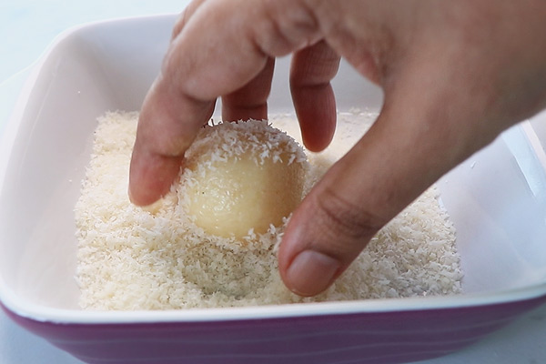 roll in desiccated coconut