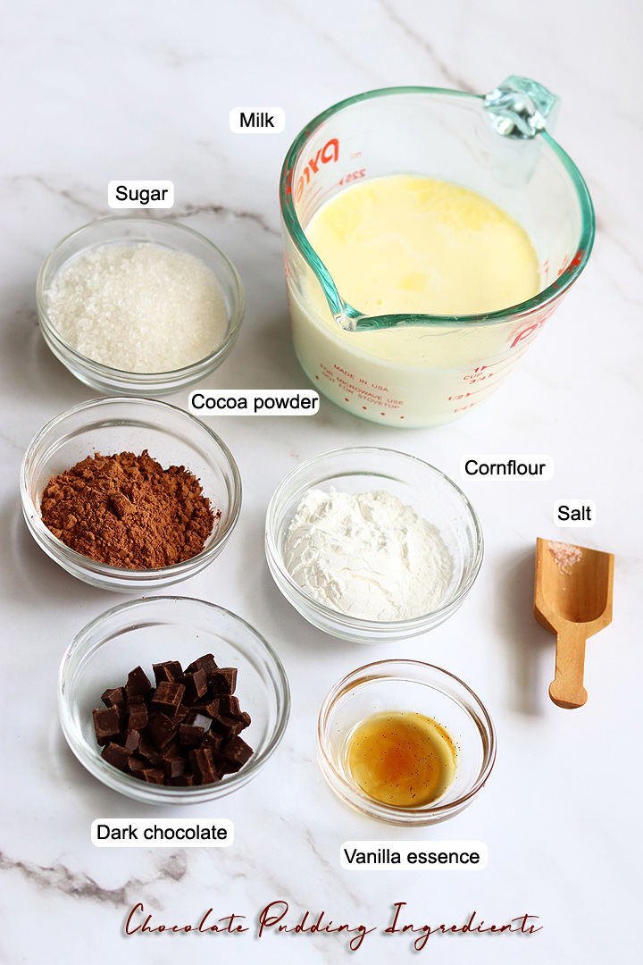 ingredients needed to make chocolate pudding