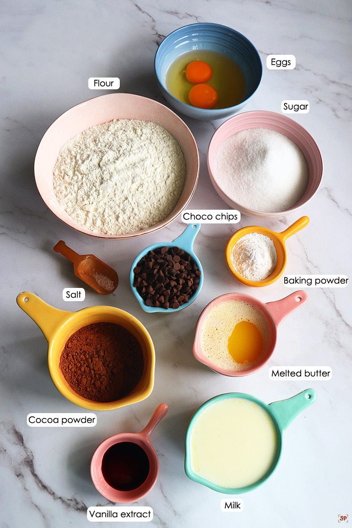 ingredients needed to make chocolate muffins