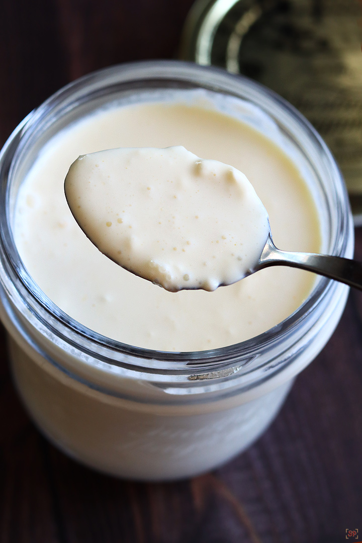 homemade fresh cream in a glass jar