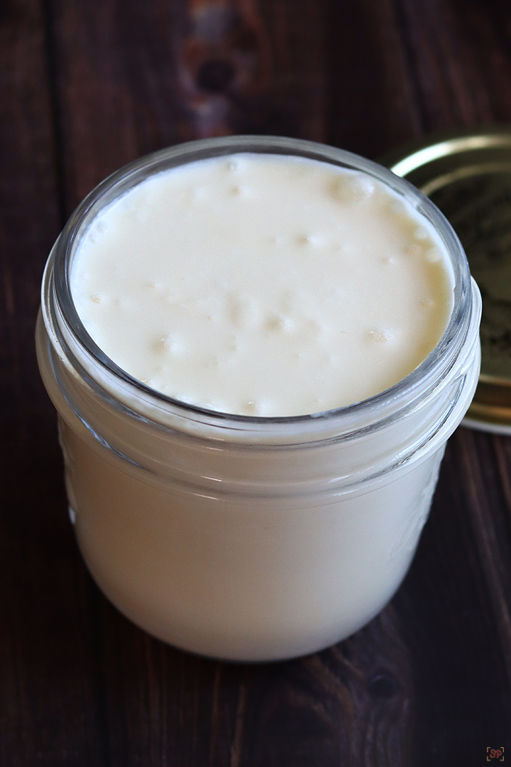 homemade fresh cream in a glass jar