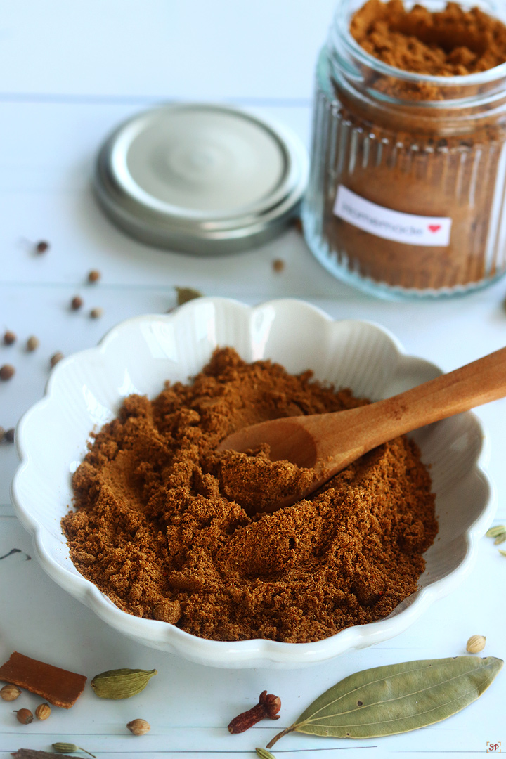 garam masala powder in a white bowl