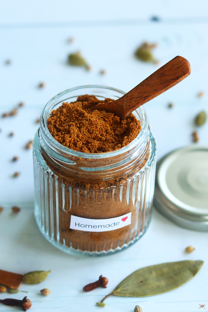 garam masala powder in a glass jar