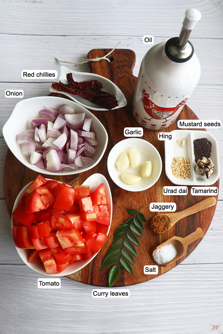 ingredients needed to make onion tomato chutney