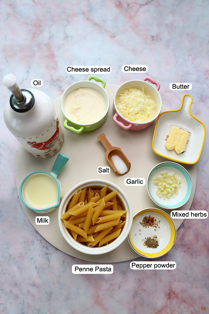 ingredients needed to make cheese pasta