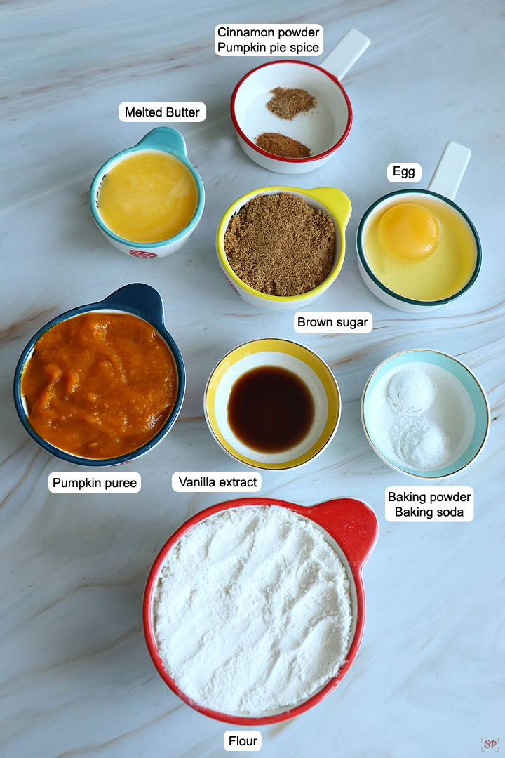 ingredients needed to make pumpkin muffins