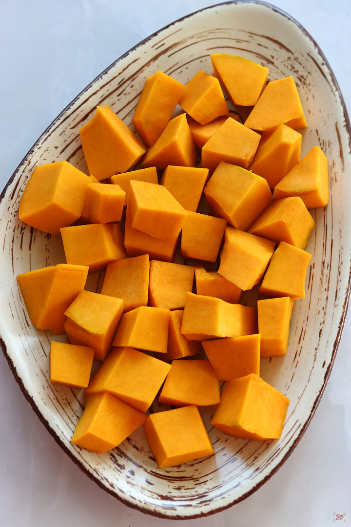 fresh pumpkin cubes