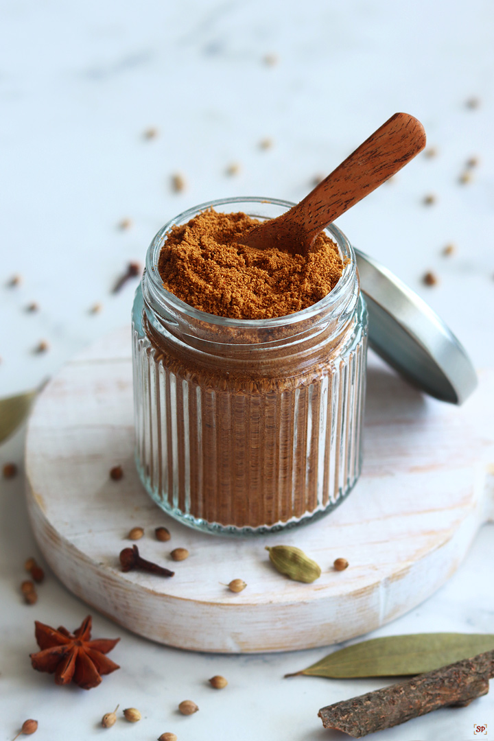 garam masala powder in a glass jar