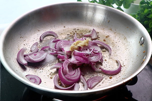 add onion, ginger garlic paste