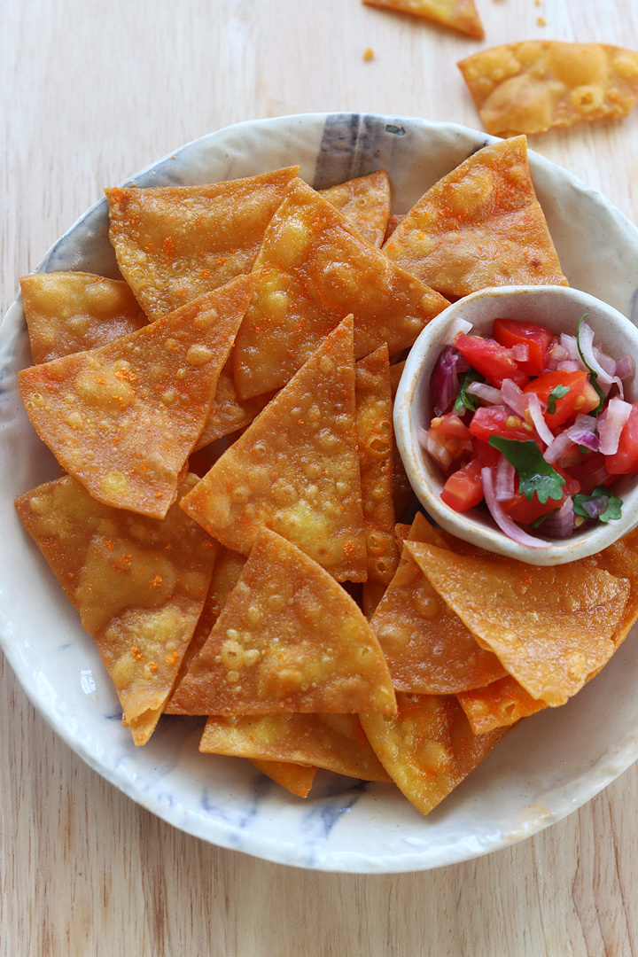 corn chips served with salsa