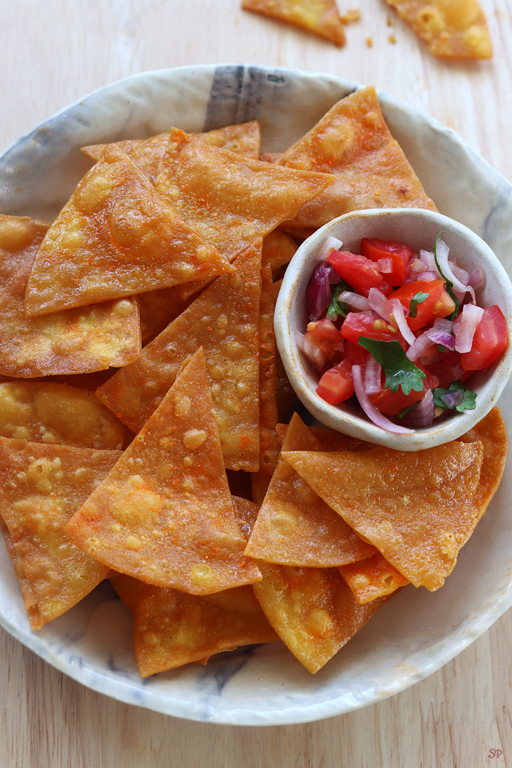 corn chips served with salsa