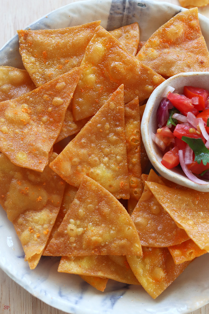 corn chips served with salsa